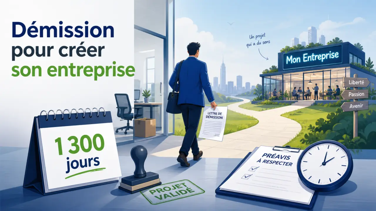 Démission pour créer son entreprise : 1 300 jours, validation du projet et préavis à respecter