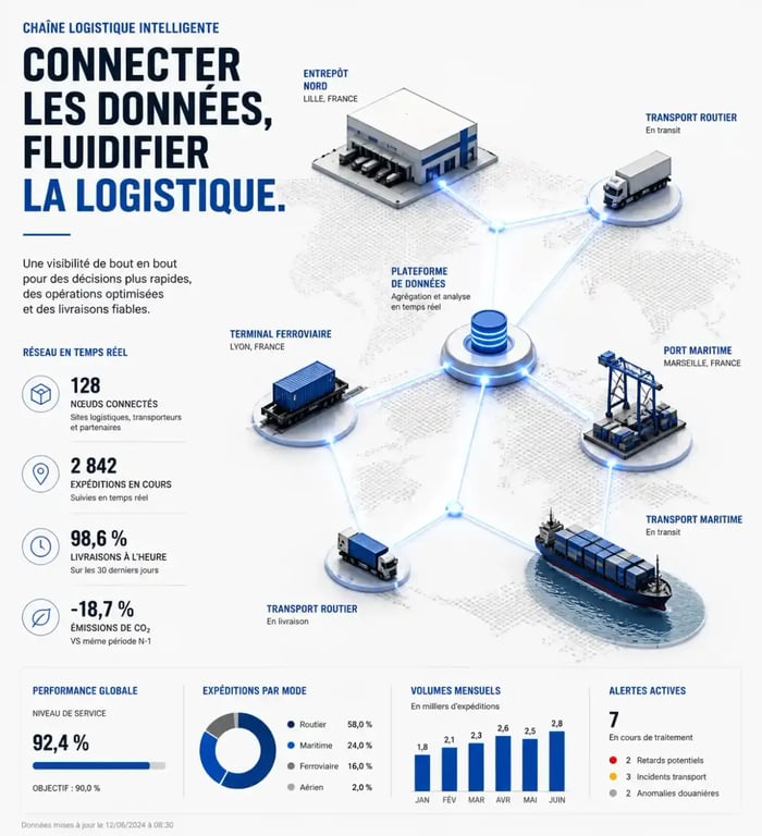 Schéma illustrant l'interconnexion des solutions logicielles de gestion de la chaîne d'approvisionnement