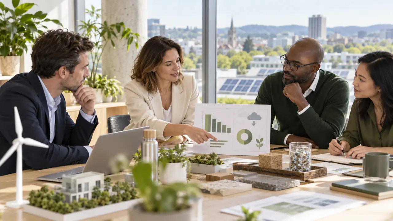 Équipe dirigeante analysant une stratégie de décarbonation en entreprise
