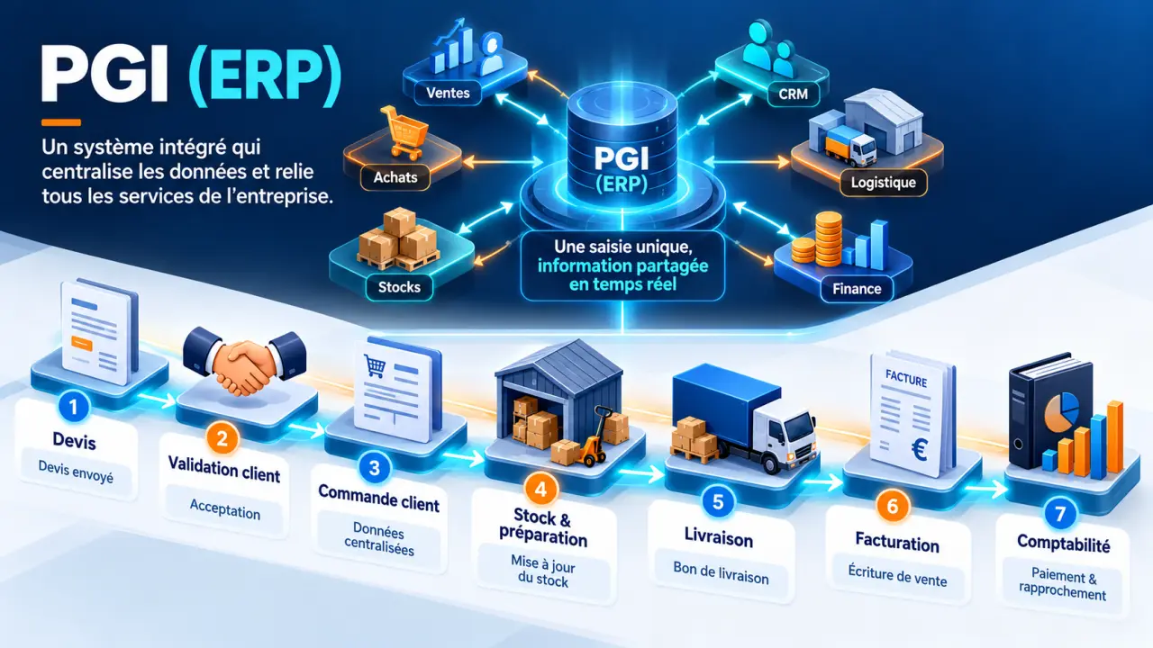 PGI : définition et parcours d’une commande, du devis à la comptabilité